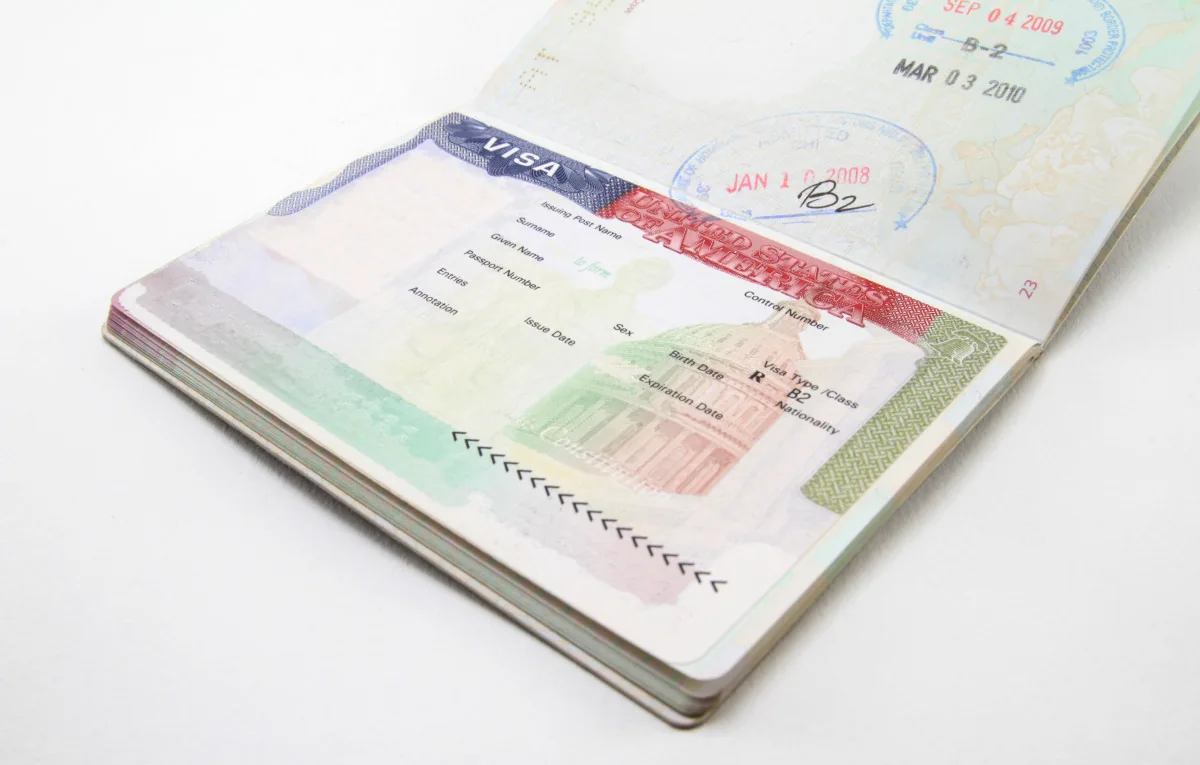 Passport pages and U.S. visa