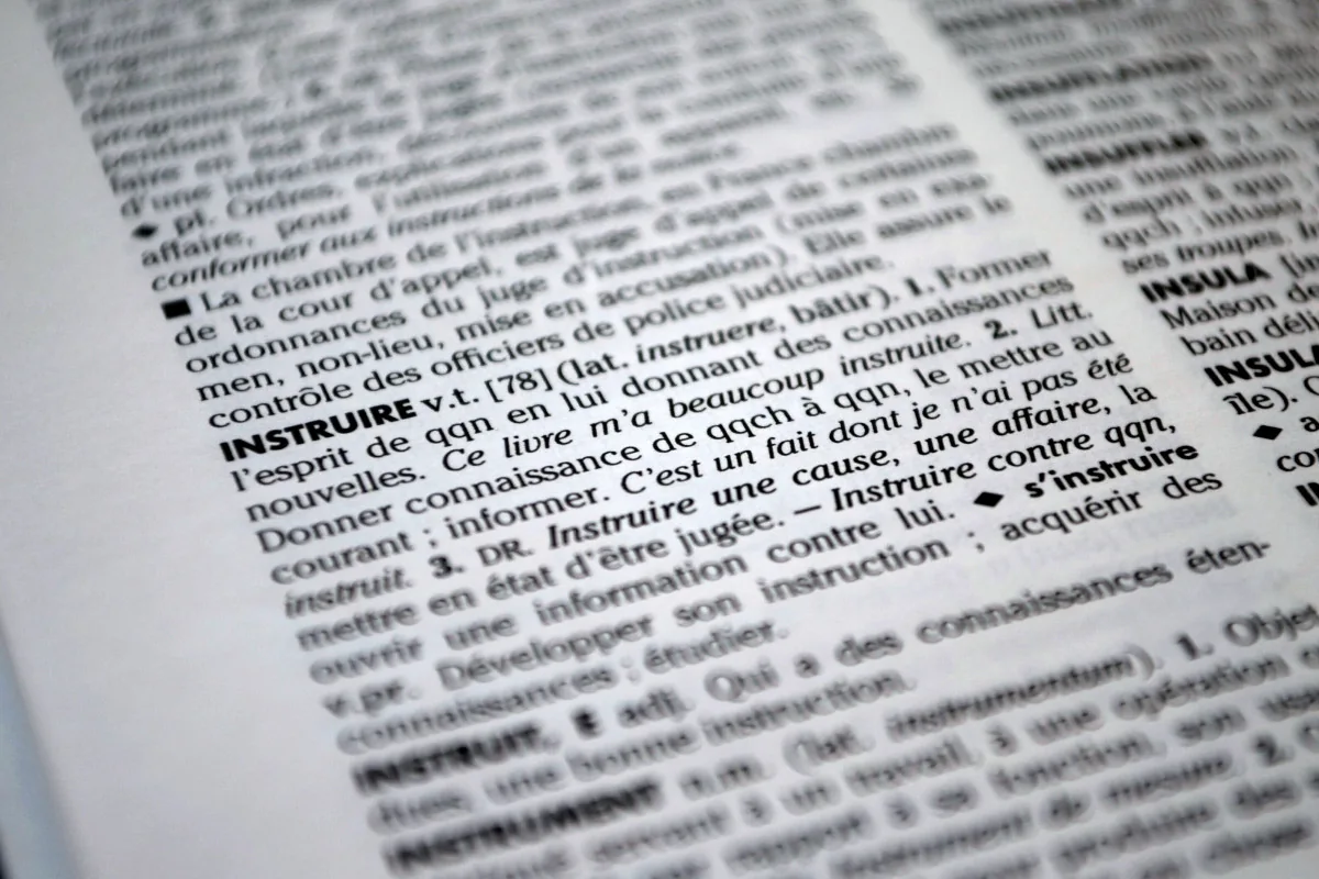 Dictionary page — monochrome